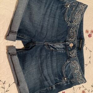 y2k rhinestone denim shorts